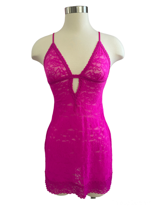 Victoria’s Secret The Lacie Fuchsia Lace Slip